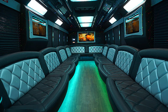 24-passenger party bus interior