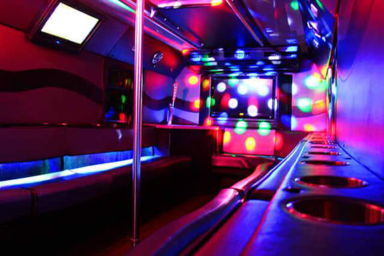 24-passenger party bus interior